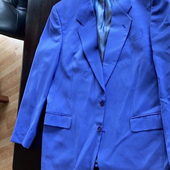 LAGO maggiore Sharp Shoulder Blazer wool cornflower blue blazer 44R - Picture 10 of 16